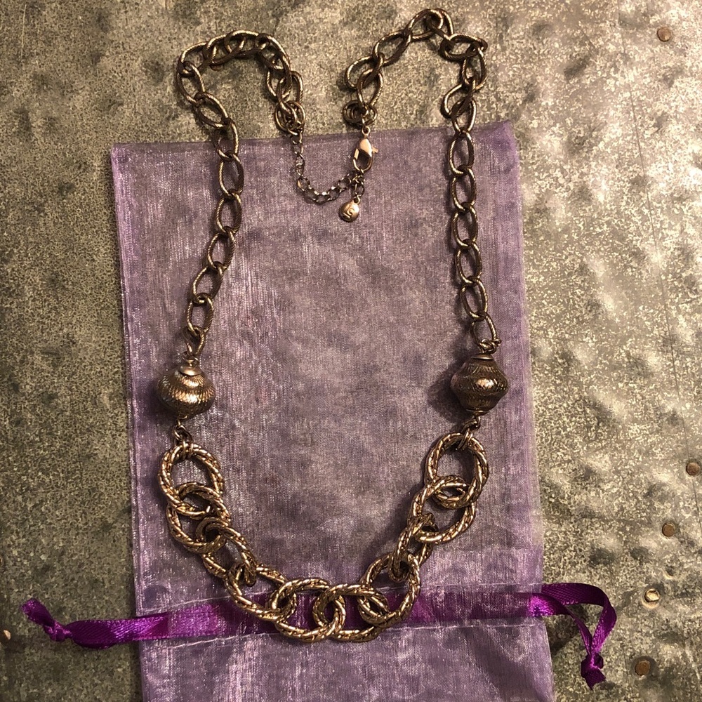Liz Claiborne Silver Tone Linked Statement Necklace